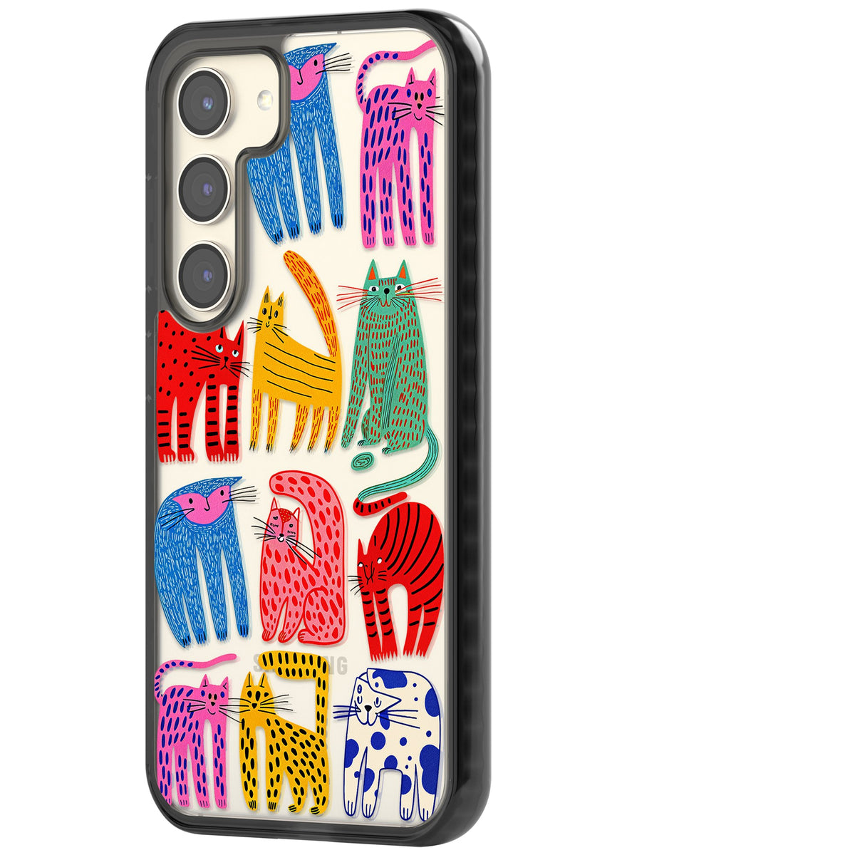 Abstract Cats Samsung S22 / Samsung S22 Plus / Samsung S23 / Samsung S23 Plus / Samsung S24 / Samsung S24 Plus Impact Black Phone Case side