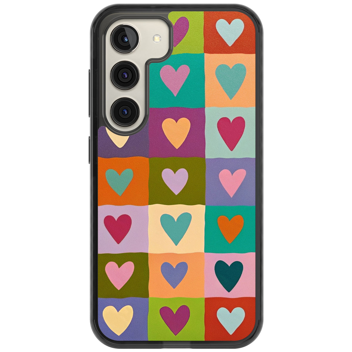 Heart Quilt Samsung S22 / Samsung S22 Plus / Samsung S23 / Samsung S23 Plus / Samsung S24 / Samsung S24 Plus Impact Black Phone Case front