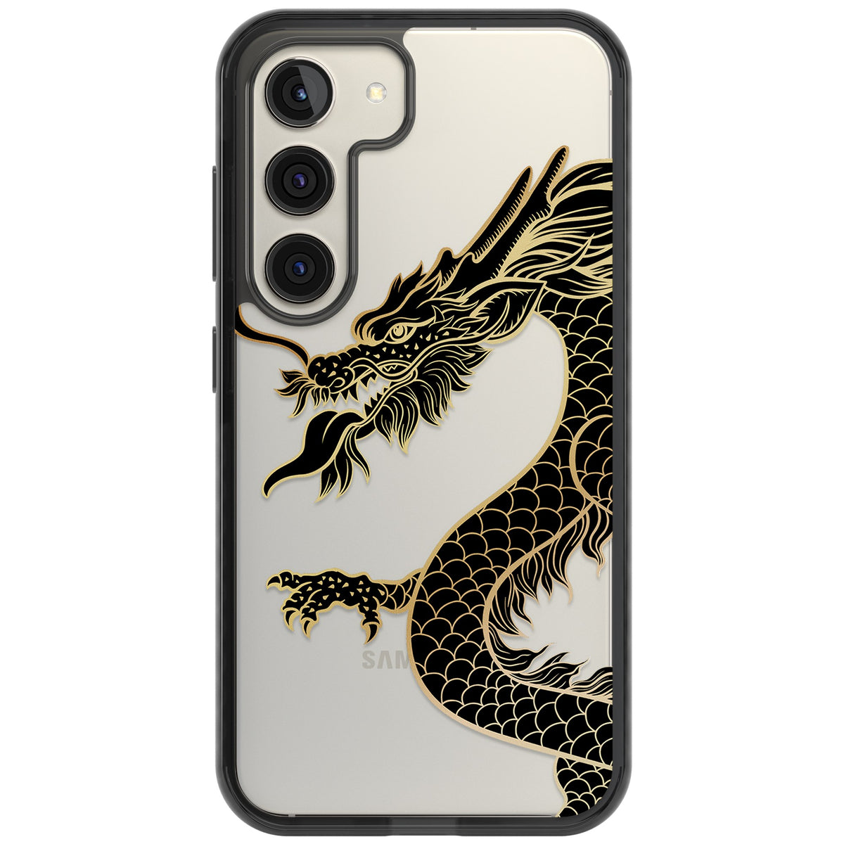 Large Black Dragon Samsung S22 / Samsung S22 Plus / Samsung S23 / Samsung S23 Plus / Samsung S24 / Samsung S24 Plus Impact Black Phone Case front