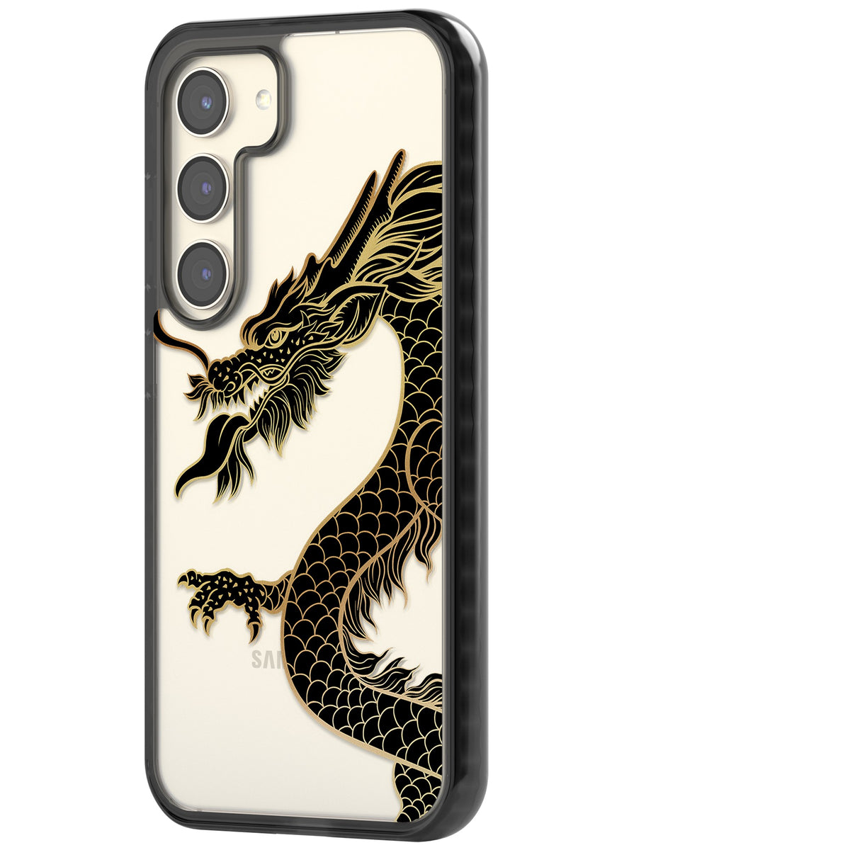 Large Black Dragon Samsung S22 / Samsung S22 Plus / Samsung S23 / Samsung S23 Plus / Samsung S24 / Samsung S24 Plus Impact Black Phone Case side