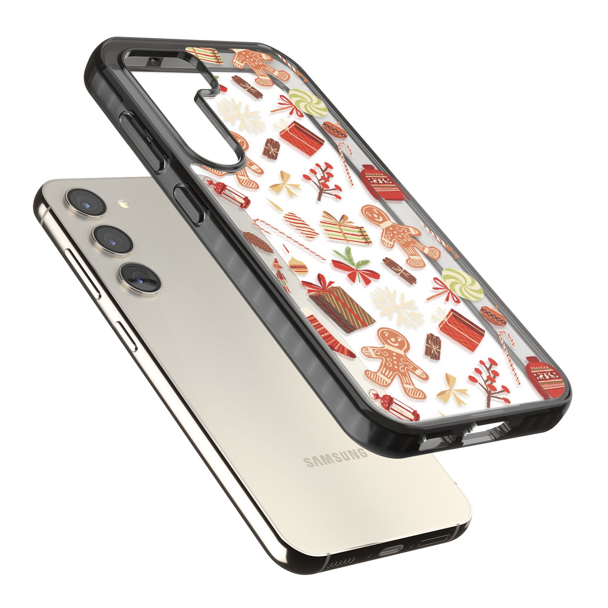 Christmas Assortments Samsung S22 / Samsung S22 Plus / Samsung S23 / Samsung S23 Plus / Samsung S24 / Samsung S24 Plus Impact Black Phone Case angled