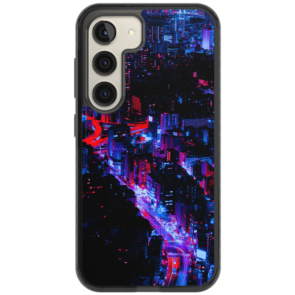 Neon Cityscape Samsung S22 / Samsung S22 Plus / Samsung S23 / Samsung S23 Plus / Samsung S24 / Samsung S24 Plus Impact Black Phone Case front