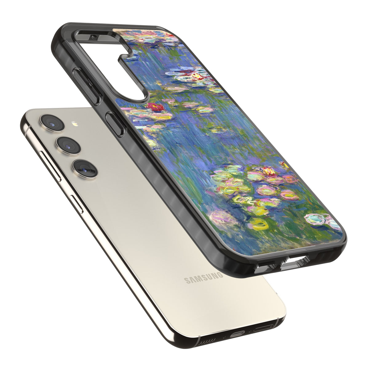 Water Lilies II Samsung S22 / Samsung S22 Plus / Samsung S23 / Samsung S23 Plus / Samsung S24 / Samsung S24 Plus Impact Black Phone Case angled
