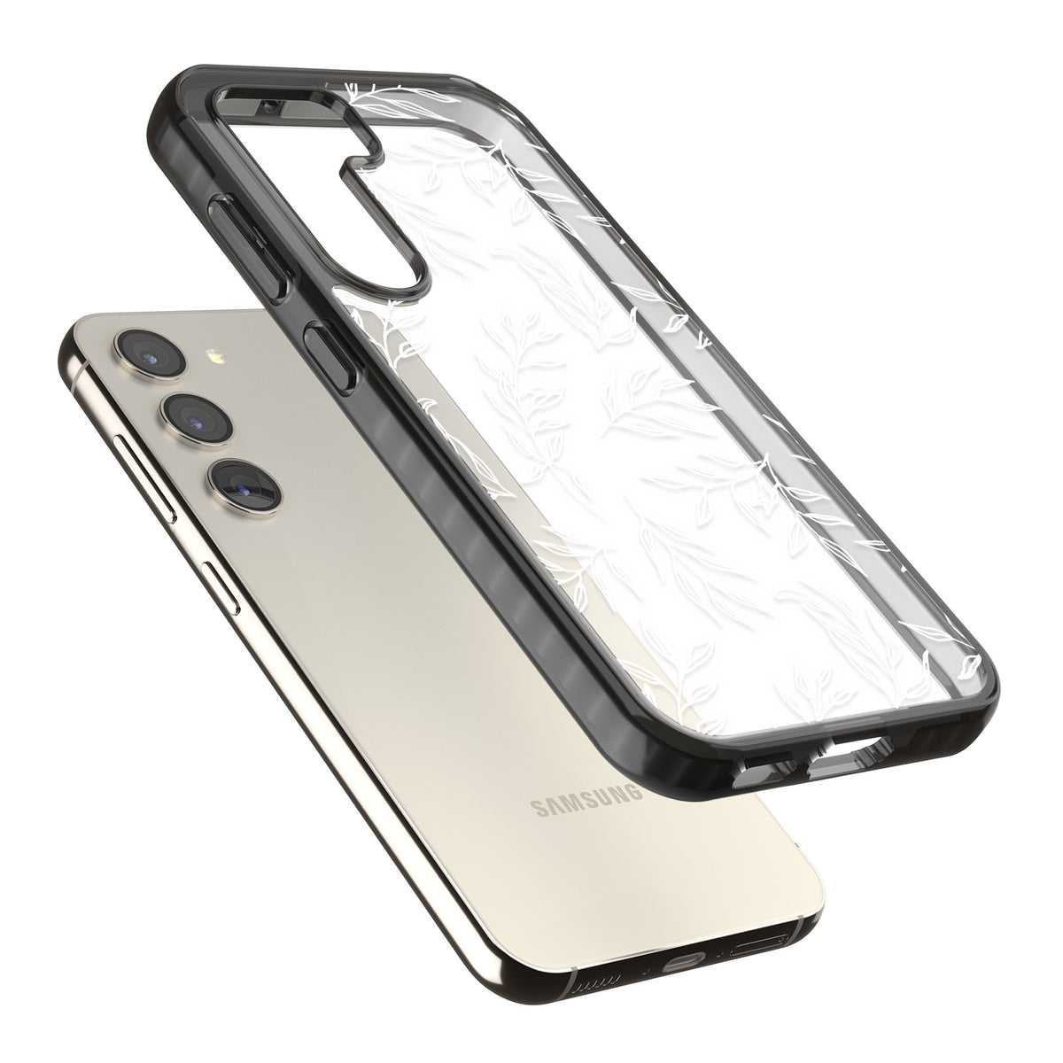 Leafy Botanical Samsung S22 / Samsung S22 Plus / Samsung S23 / Samsung S23 Plus / Samsung S24 / Samsung S24 Plus Impact Black Phone Case angled