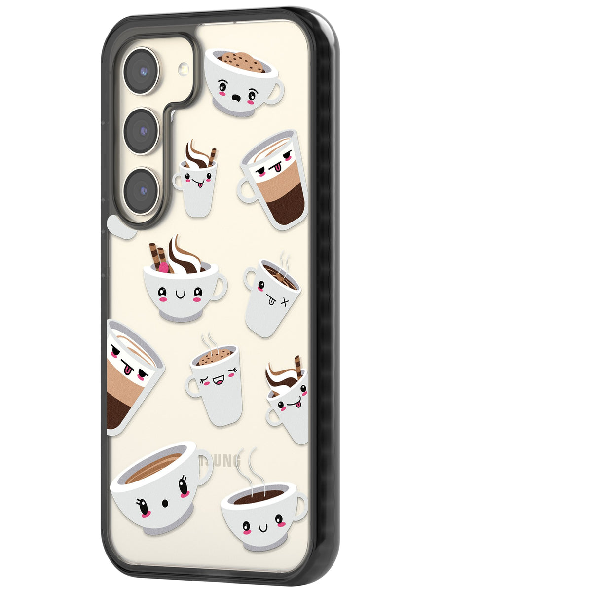 Coffee Faces Samsung S22 / Samsung S22 Plus / Samsung S23 / Samsung S23 Plus / Samsung S24 / Samsung S24 Plus Impact Black Phone Case side