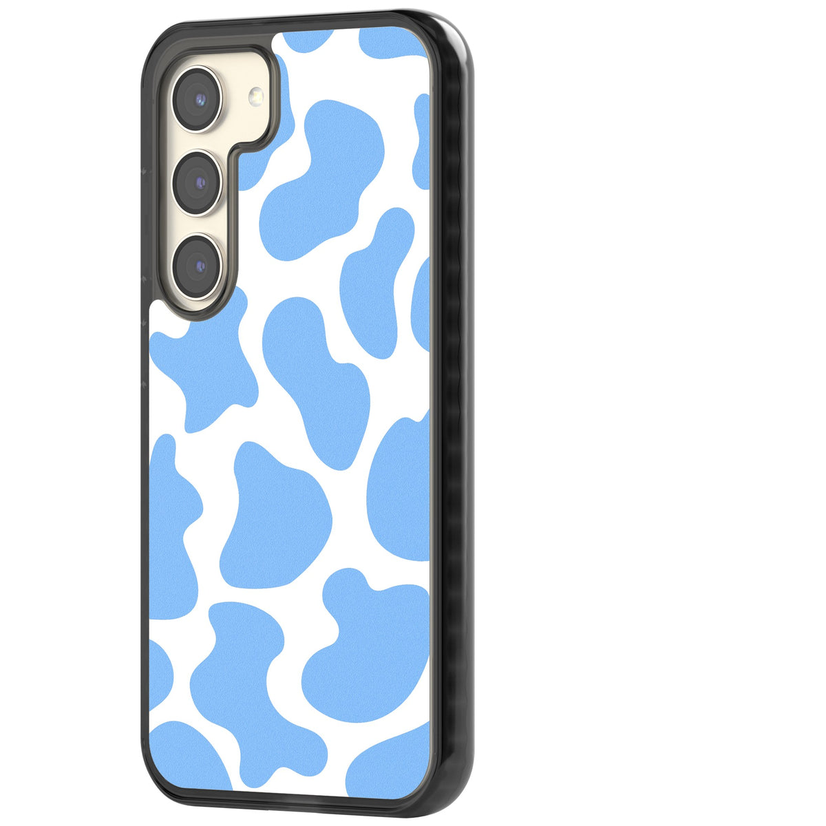 Blue And White Cow Print Samsung S22 / Samsung S22 Plus / Samsung S23 / Samsung S23 Plus / Samsung S24 / Samsung S24 Plus Impact Black Phone Case side