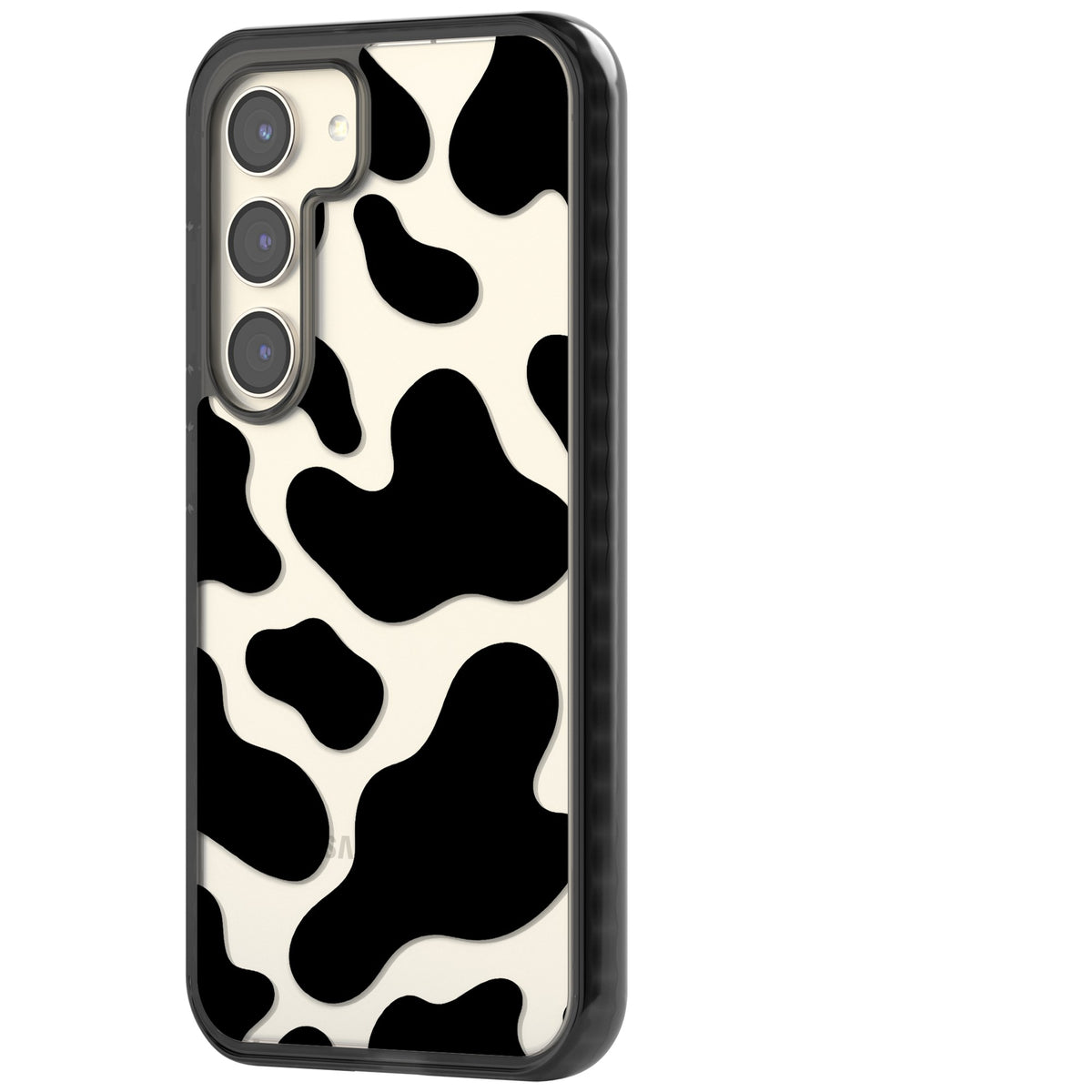 Clear Cow Print Samsung S22 / Samsung S22 Plus / Samsung S23 / Samsung S23 Plus / Samsung S24 / Samsung S24 Plus Impact Black Phone Case side