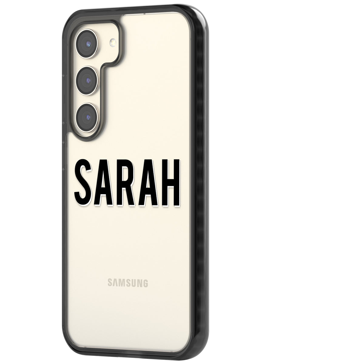 Personalised Name (Centre) Samsung S22 / Samsung S22 Plus / Samsung S23 / Samsung S23 Plus / Samsung S24 / Samsung S24 Plus Impact Black Phone Case side