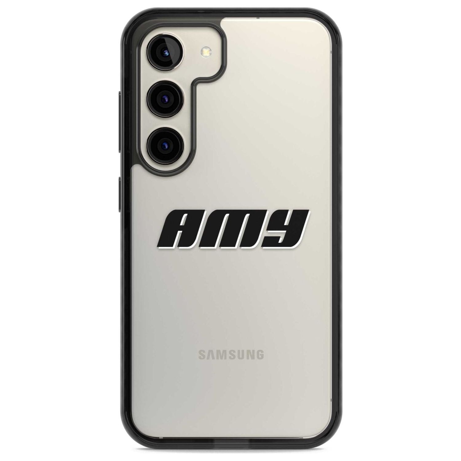 Personalised Clear Text 1C Custom Phone Case Samsung S22 / Black Impact Case,Samsung S23 / Black Impact Case Blanc Space
