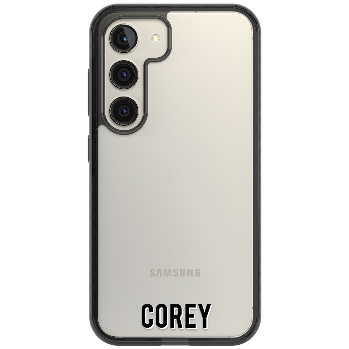 Personalised Name (Bottom) Samsung S22 / Samsung S22 Plus / Samsung S23 / Samsung S23 Plus / Samsung S24 / Samsung S24 Plus Impact Black Phone Case front