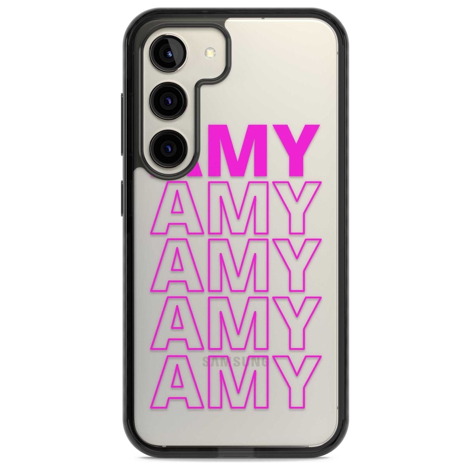 Personalised Clear Text 5D Custom Phone Case Samsung S22 / Black Impact Case,Samsung S23 / Black Impact Case Blanc Space