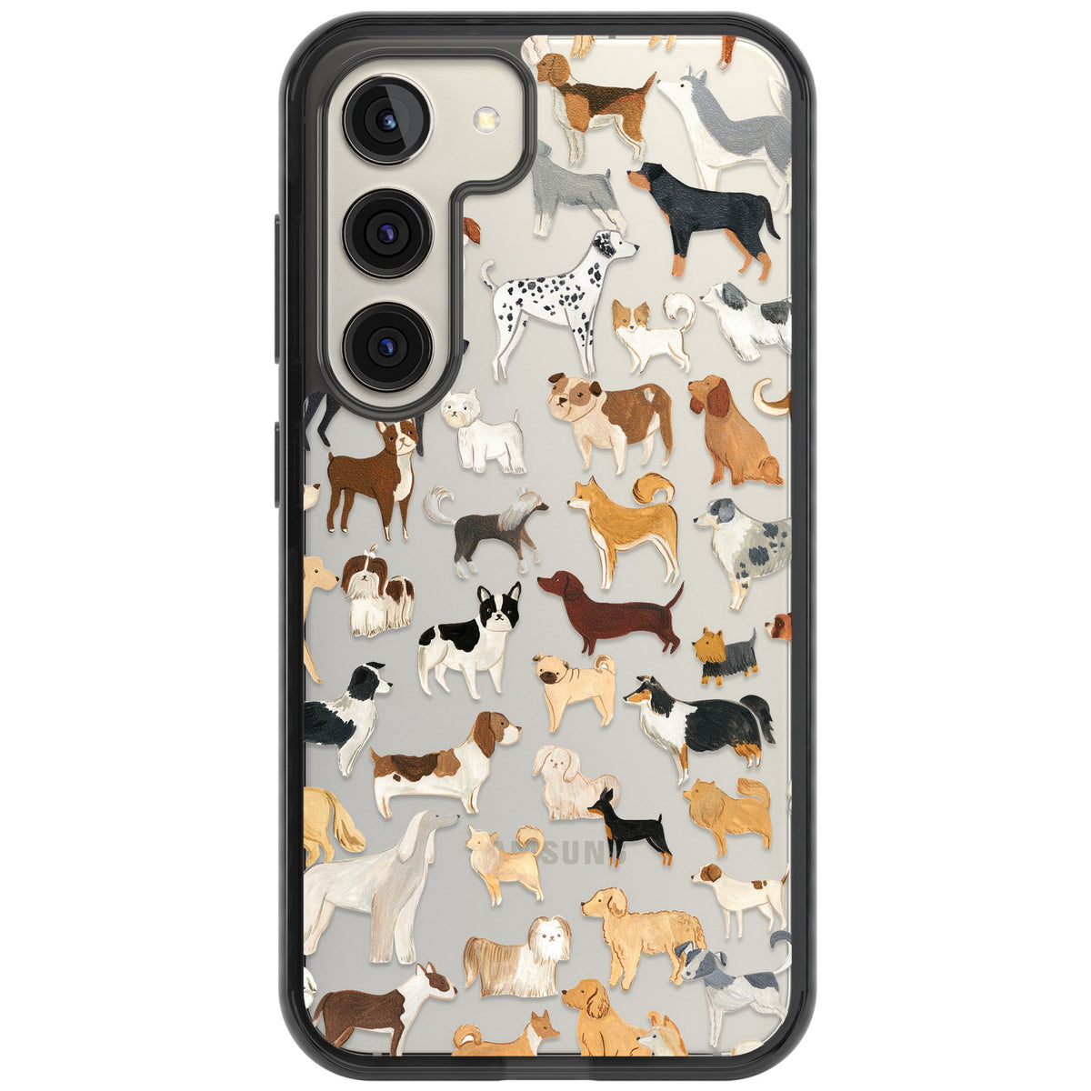 Hand Painted Dogs Samsung S22 / Samsung S22 Plus / Samsung S23 / Samsung S23 Plus / Samsung S24 / Samsung S24 Plus Impact Black Phone Case front
