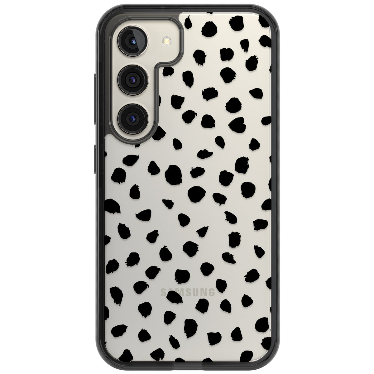 Black Dalmatian Polka Dot Samsung S22 / Samsung S22 Plus / Samsung S23 / Samsung S23 Plus / Samsung S24 / Samsung S24 Plus Impact Black Phone Case front