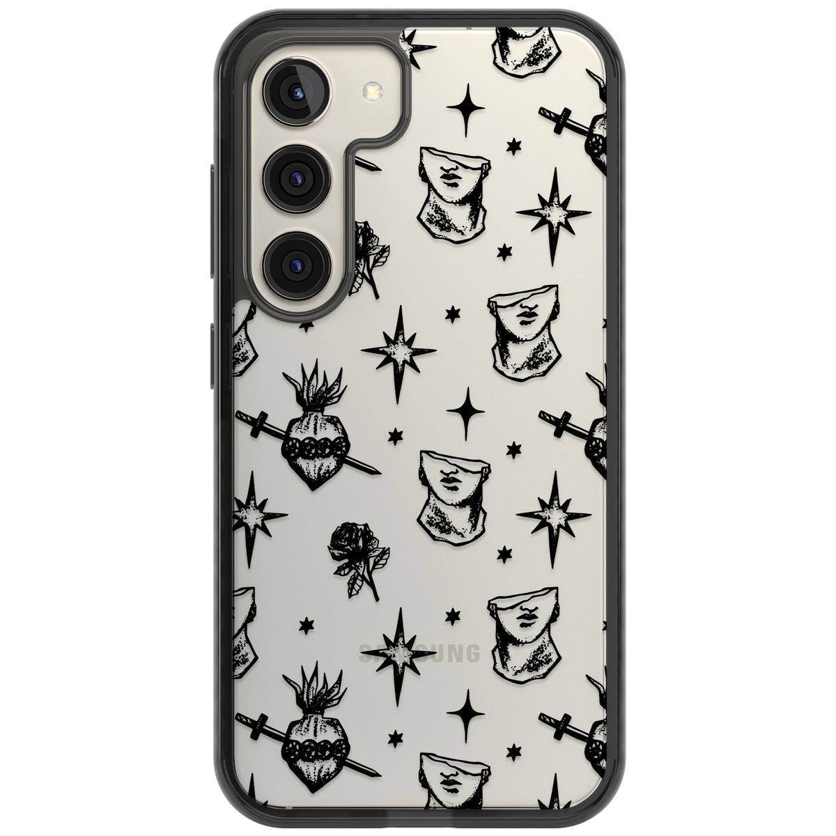 Art & Heart Pattern Samsung S22 / Samsung S22 Plus / Samsung S23 / Samsung S23 Plus / Samsung S24 / Samsung S24 Plus Impact Black Phone Case front