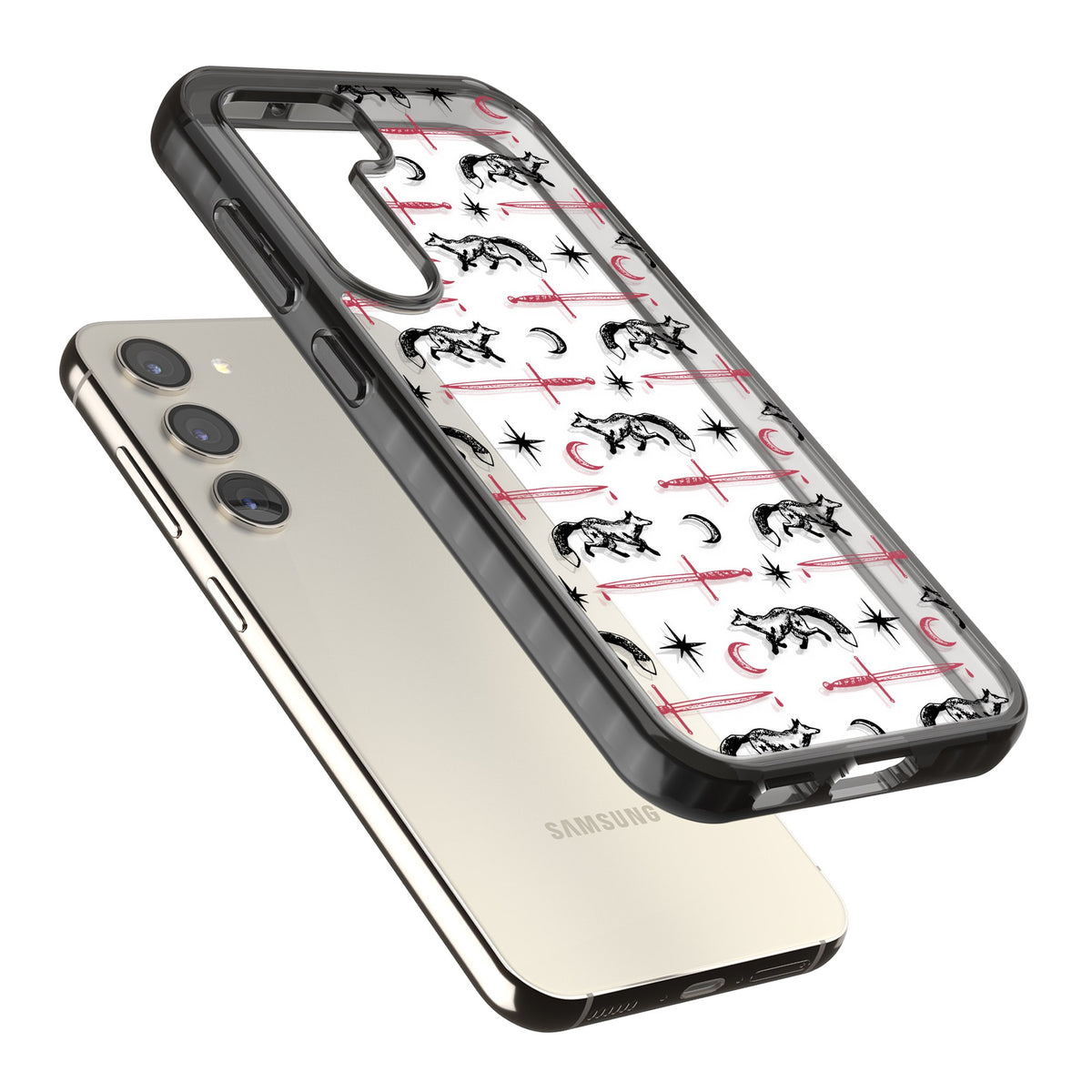 Blade & Crescent Samsung S22 / Samsung S22 Plus / Samsung S23 / Samsung S23 Plus / Samsung S24 / Samsung S24 Plus Impact Black Phone Case angled