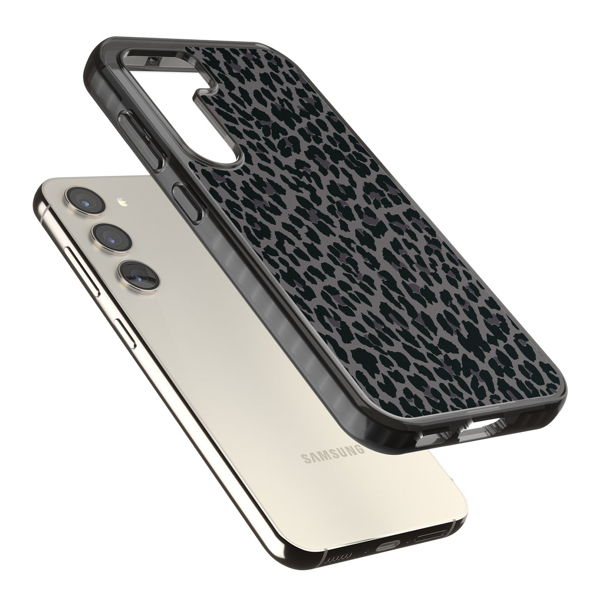 Dark Animal Print Samsung S22 / Samsung S22 Plus / Samsung S23 / Samsung S23 Plus / Samsung S24 / Samsung S24 Plus Impact Black Phone Case angled