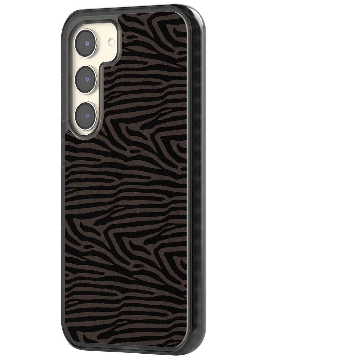 Dark Zebra Print Samsung S22 / Samsung S22 Plus / Samsung S23 / Samsung S23 Plus / Samsung S24 / Samsung S24 Plus Impact Black Phone Case side