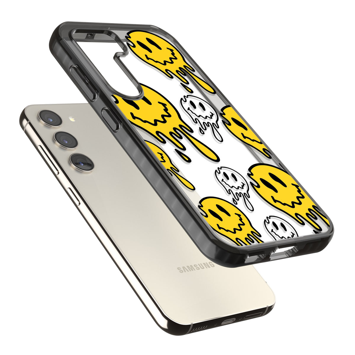 Face Melt Samsung S22 / Samsung S22 Plus / Samsung S23 / Samsung S23 Plus / Samsung S24 / Samsung S24 Plus Impact Black Phone Case angled