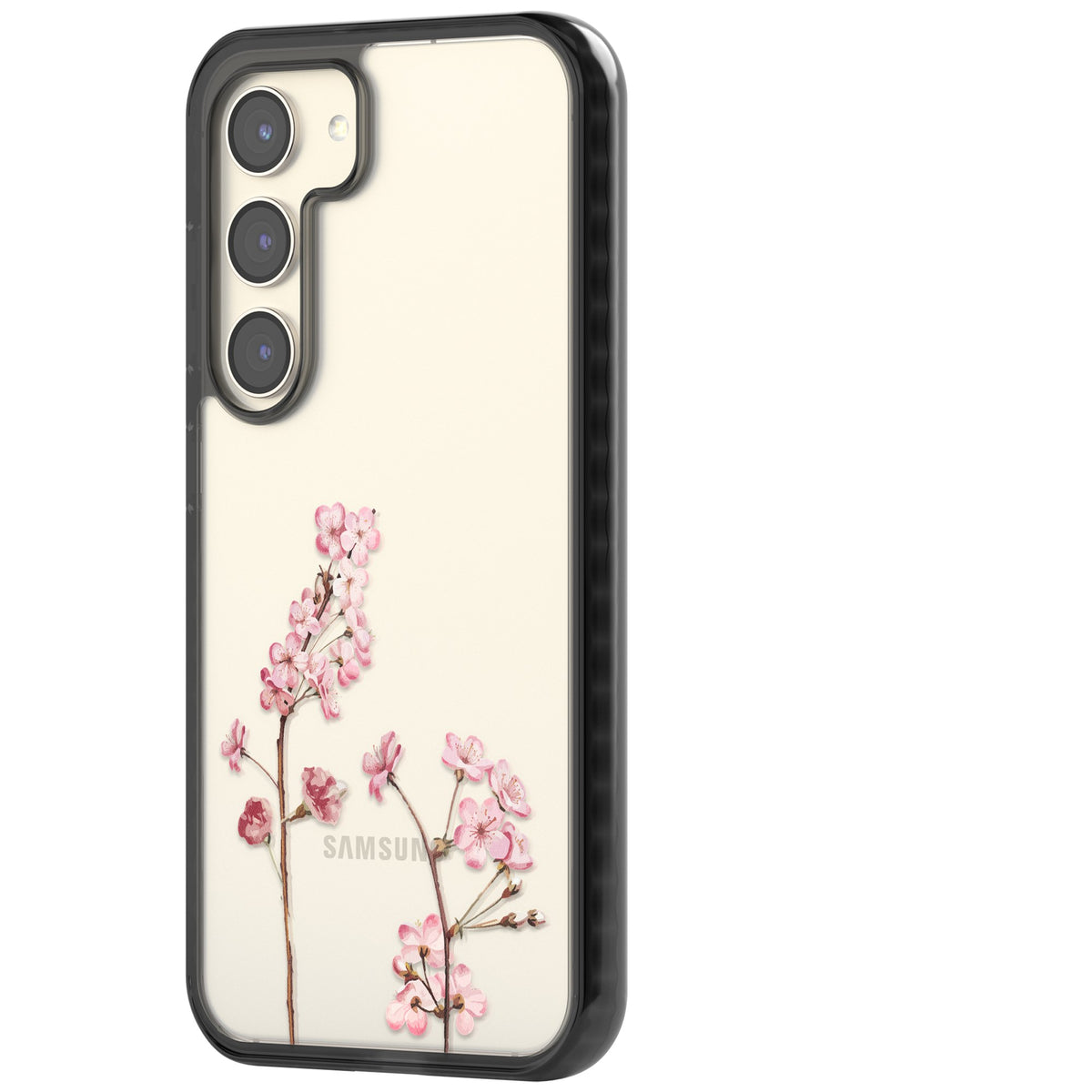 Blossom Flower Samsung S22 / Samsung S22 Plus / Samsung S23 / Samsung S23 Plus / Samsung S24 / Samsung S24 Plus Impact Black Phone Case side