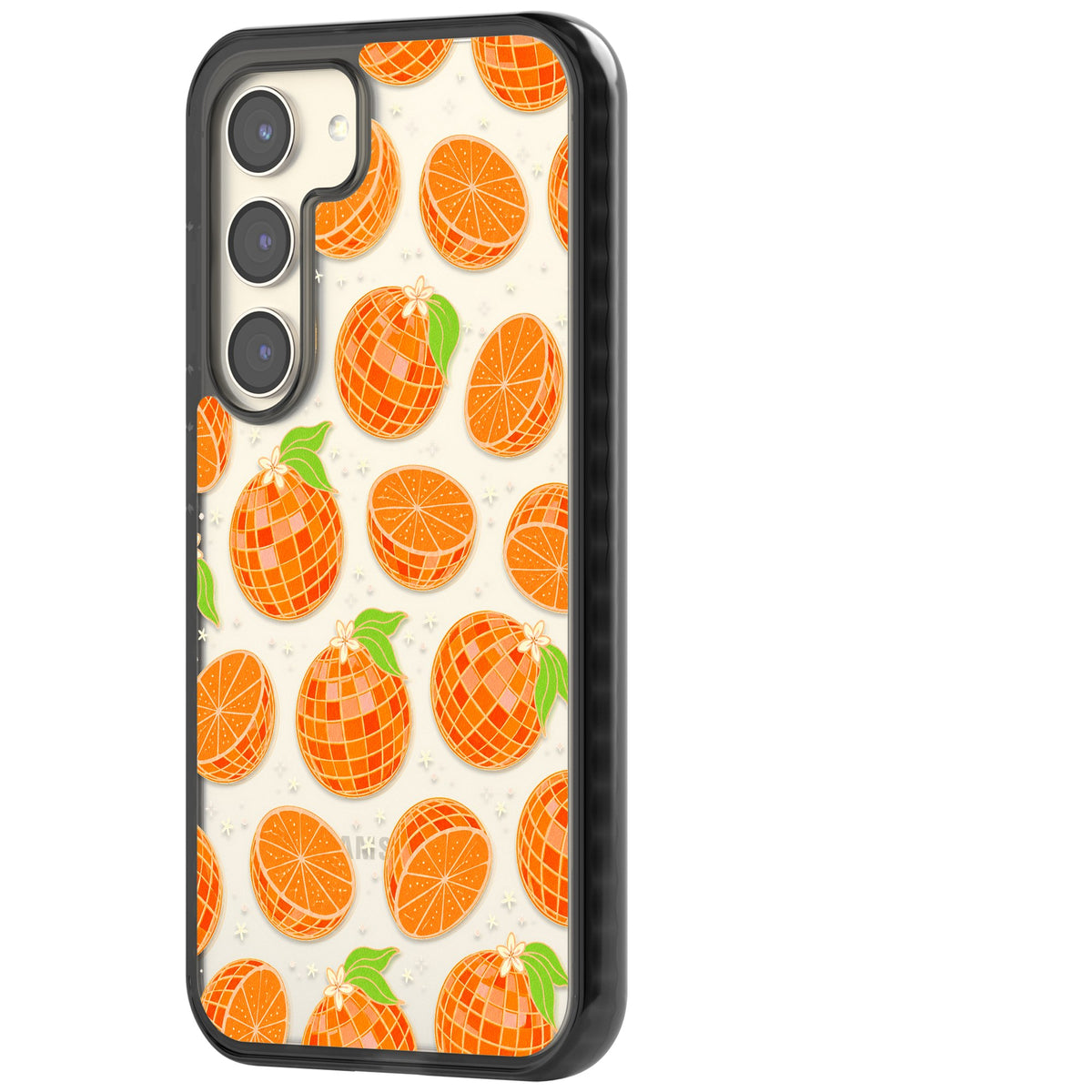 Disco Oranges Samsung S22 / Samsung S22 Plus / Samsung S23 / Samsung S23 Plus / Samsung S24 / Samsung S24 Plus Impact Black Phone Case side