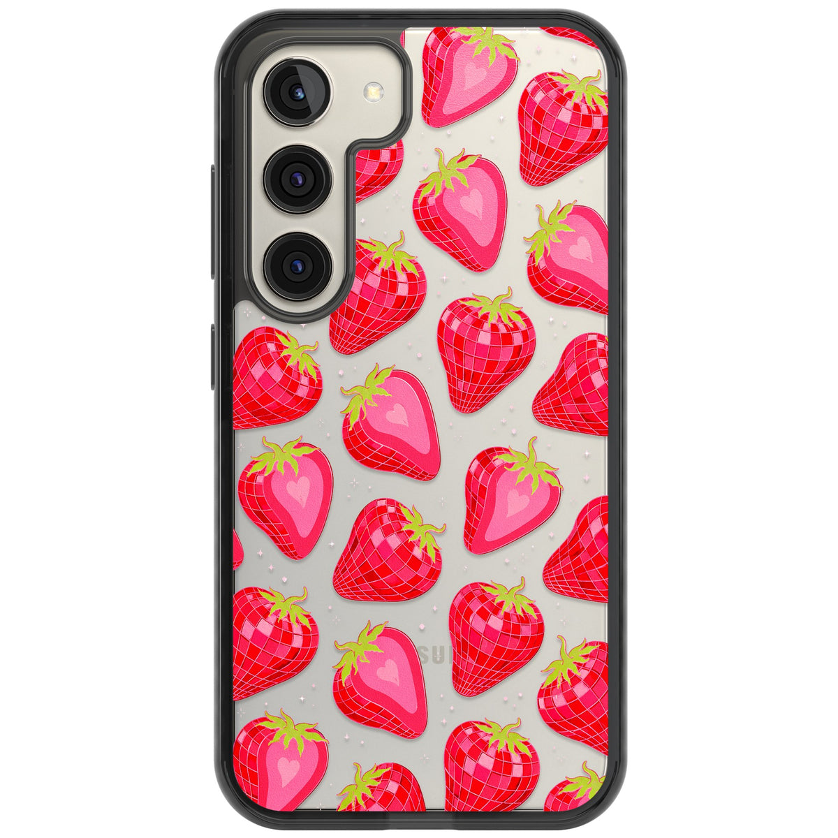 Disco Strawberry Samsung S22 / Samsung S22 Plus / Samsung S23 / Samsung S23 Plus / Samsung S24 / Samsung S24 Plus Impact Black Phone Case front