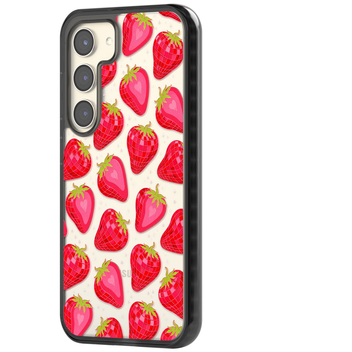 Disco Strawberry Samsung S22 / Samsung S22 Plus / Samsung S23 / Samsung S23 Plus / Samsung S24 / Samsung S24 Plus Impact Black Phone Case side