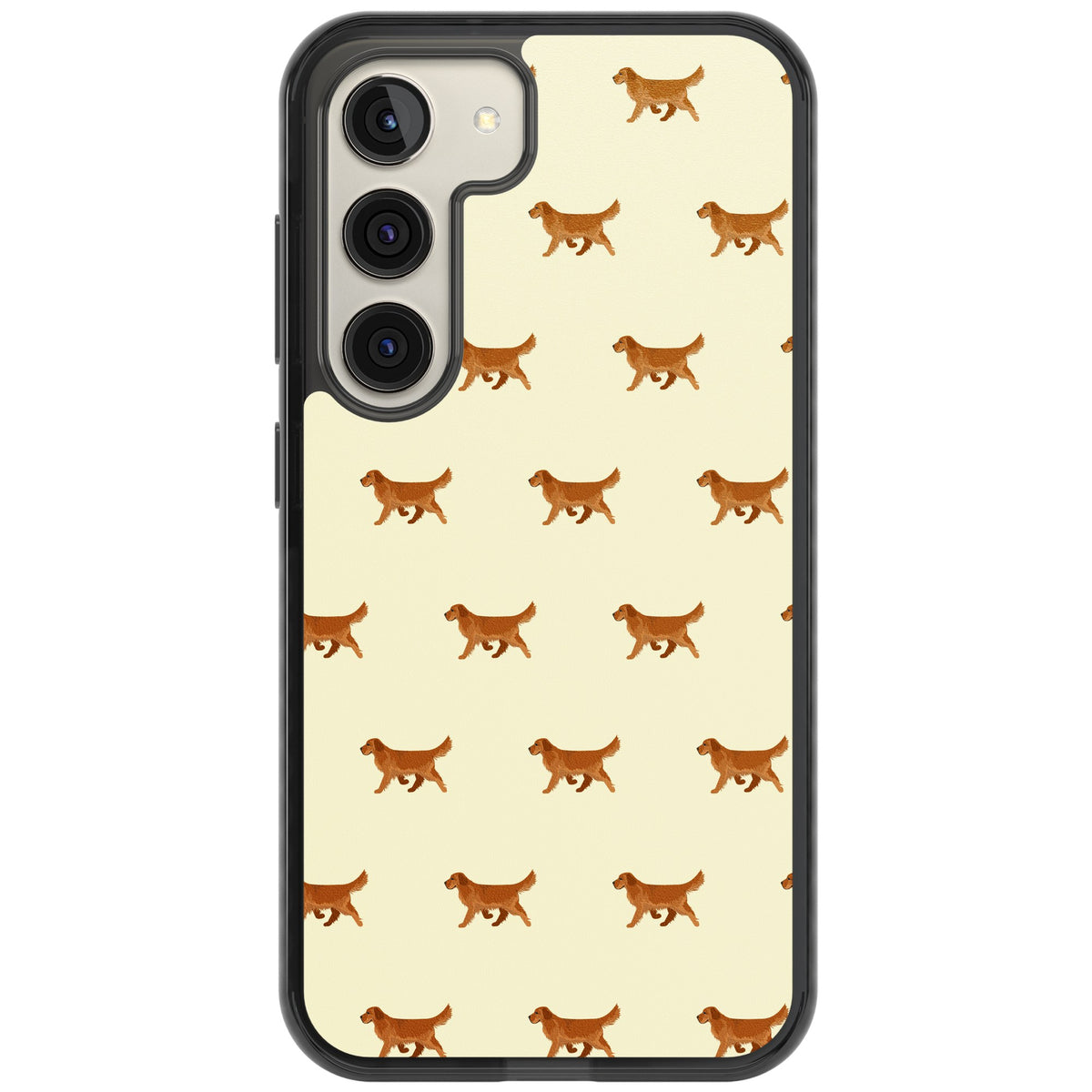 Golden Retriever Dog Pattern Samsung S22 / Samsung S22 Plus / Samsung S23 / Samsung S23 Plus / Samsung S24 / Samsung S24 Plus Impact Black Phone Case front