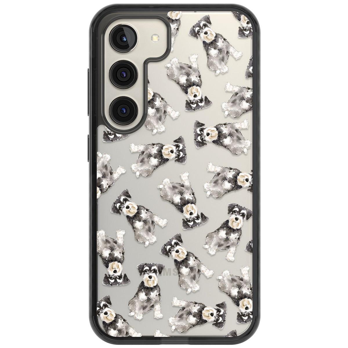 Miniature Schnauzer Watercolor Samsung S22 / Samsung S22 Plus / Samsung S23 / Samsung S23 Plus / Samsung S24 / Samsung S24 Plus Impact Black Phone Case front