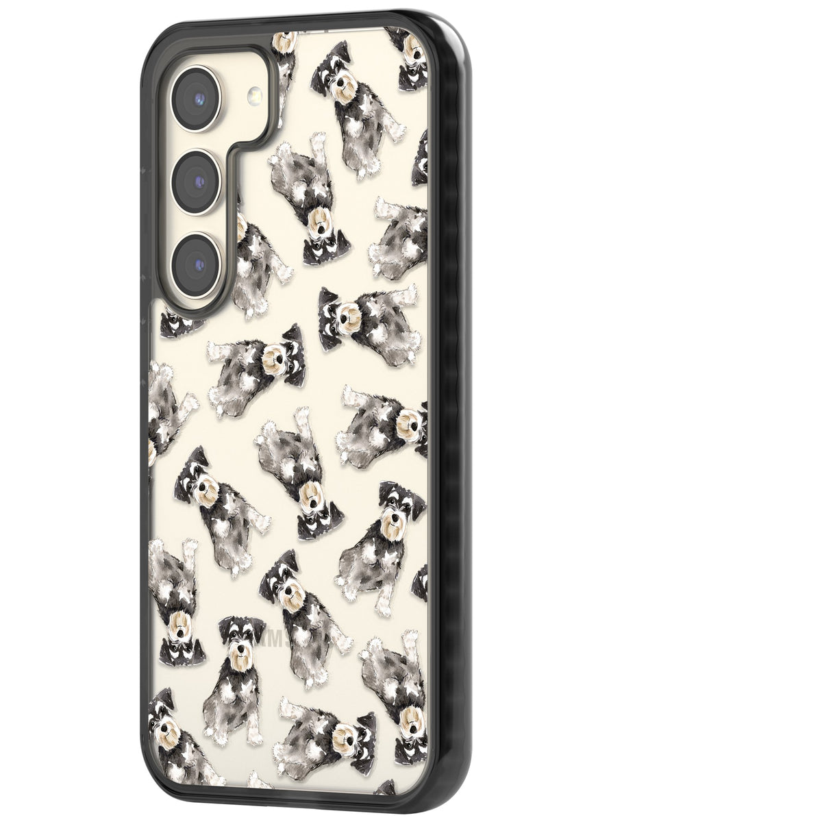 Miniature Schnauzer Watercolor Samsung S22 / Samsung S22 Plus / Samsung S23 / Samsung S23 Plus / Samsung S24 / Samsung S24 Plus Impact Black Phone Case side