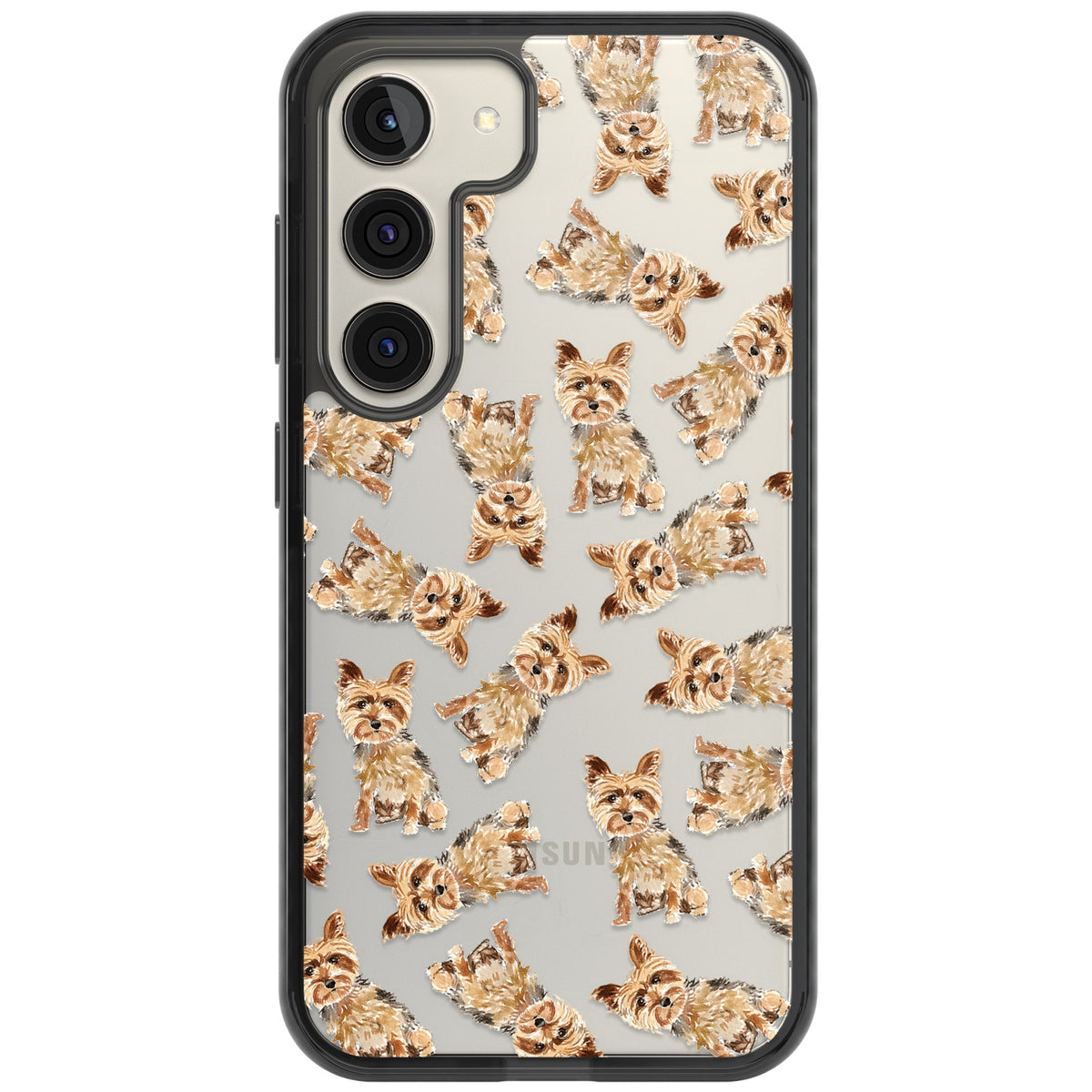 Yorkshire Terrier Dog Pattern Samsung S22 / Samsung S22 Plus / Samsung S23 / Samsung S23 Plus / Samsung S24 / Samsung S24 Plus Impact Black Phone Case front