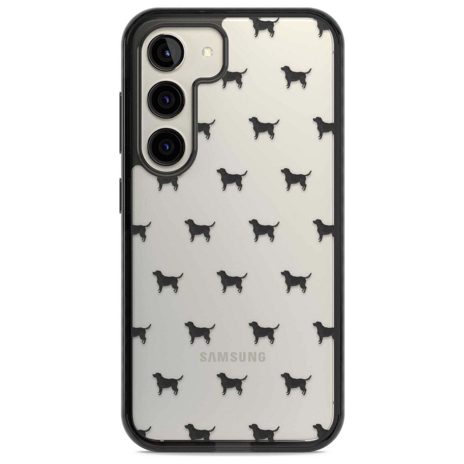 Black Labrador Dog Pattern Clear Phone Case Samsung S22 / Black Impact Case,Samsung S23 / Black Impact Case Blanc Space