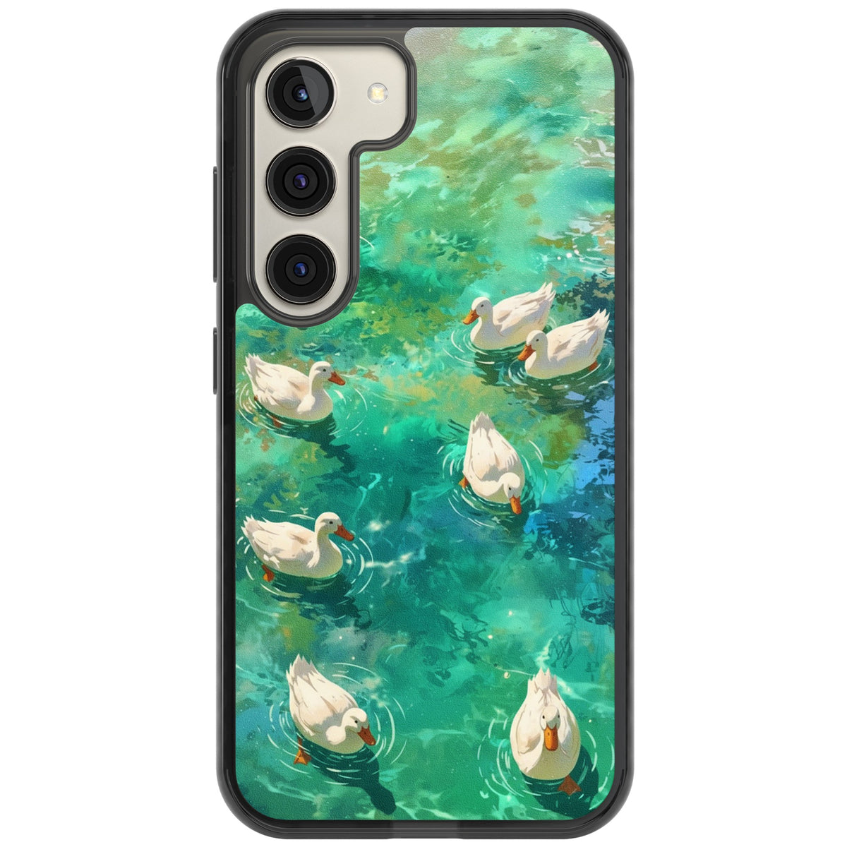 Ducks In The Pond Samsung S22 / Samsung S22 Plus / Samsung S23 / Samsung S23 Plus / Samsung S24 / Samsung S24 Plus Impact Black Phone Case front