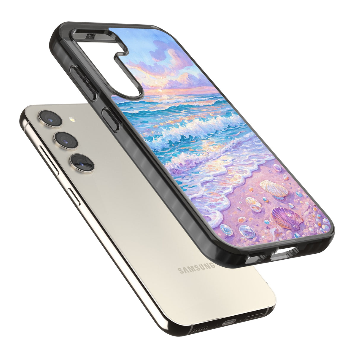 Pearl Shore Samsung S22 / Samsung S22 Plus / Samsung S23 / Samsung S23 Plus / Samsung S24 / Samsung S24 Plus Impact Black Phone Case angled