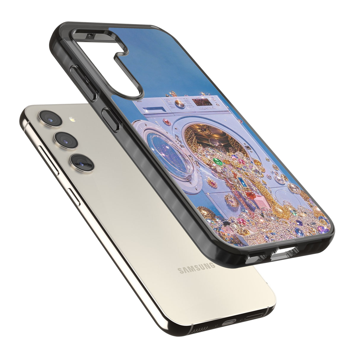 Gem Laundry Samsung S22 / Samsung S22 Plus / Samsung S23 / Samsung S23 Plus / Samsung S24 / Samsung S24 Plus Impact Black Phone Case angled
