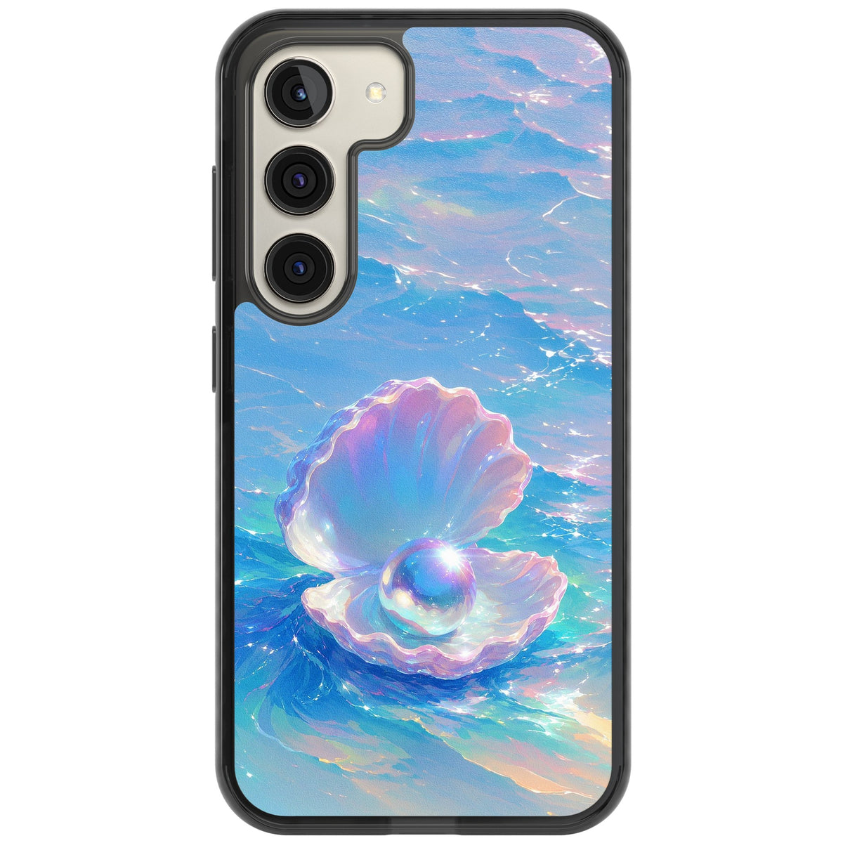 The Pearl Clam Samsung S22 / Samsung S22 Plus / Samsung S23 / Samsung S23 Plus / Samsung S24 / Samsung S24 Plus Impact Black Phone Case front
