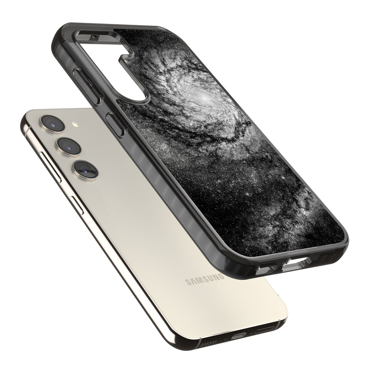 Cosmic Spiral Samsung S22 / Samsung S22 Plus / Samsung S23 / Samsung S23 Plus / Samsung S24 / Samsung S24 Plus Impact Black Phone Case angled