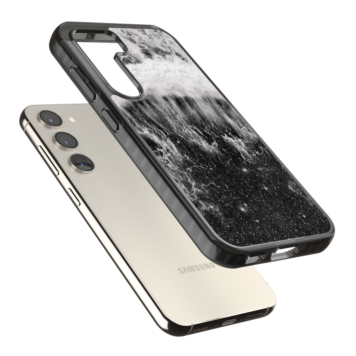 Deep Wave Samsung S22 / Samsung S22 Plus / Samsung S23 / Samsung S23 Plus / Samsung S24 / Samsung S24 Plus Impact Black Phone Case angled