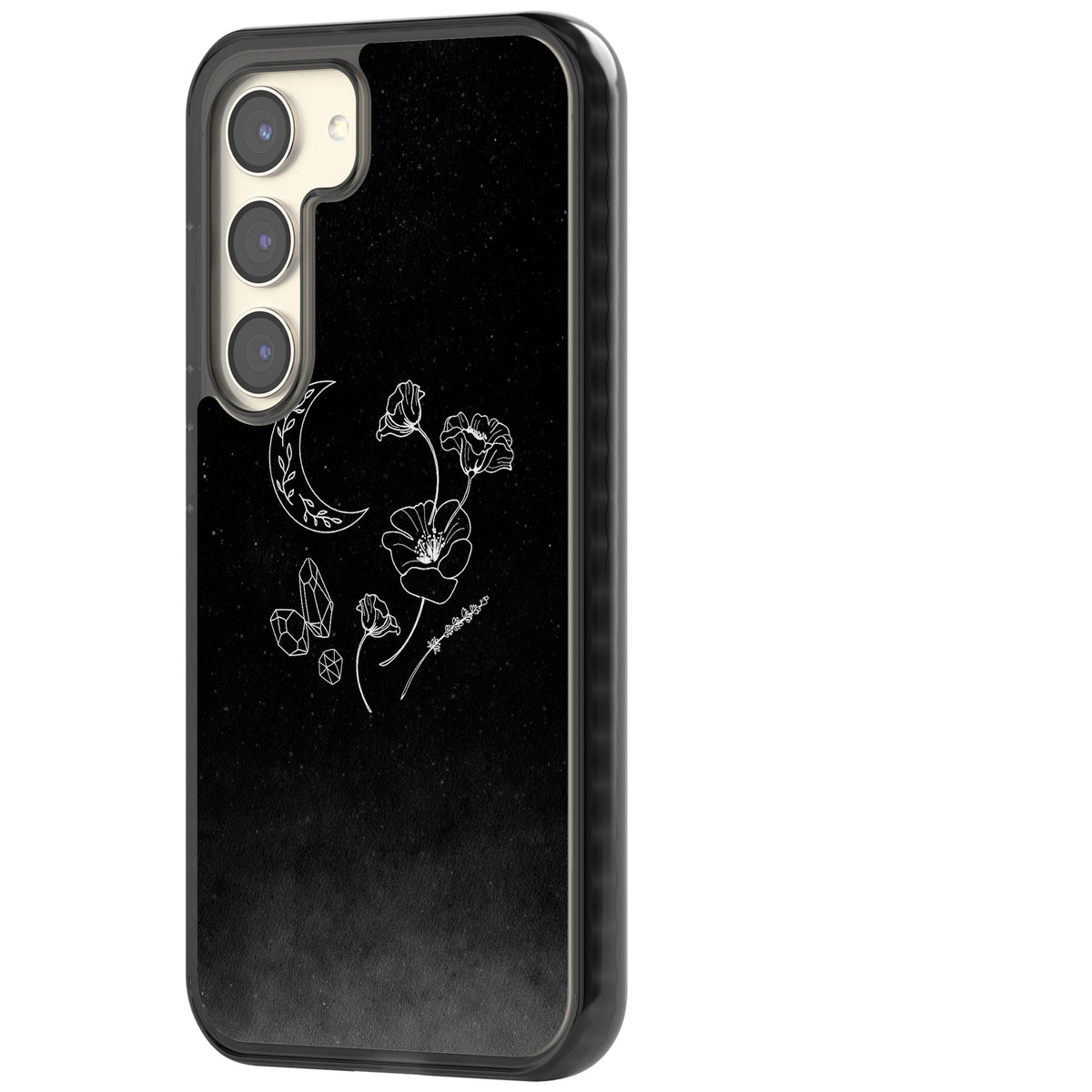 Midnight Moon Botanic Samsung S22 / Samsung S22 Plus / Samsung S23 / Samsung S23 Plus / Samsung S24 / Samsung S24 Plus Impact Black Phone Case side