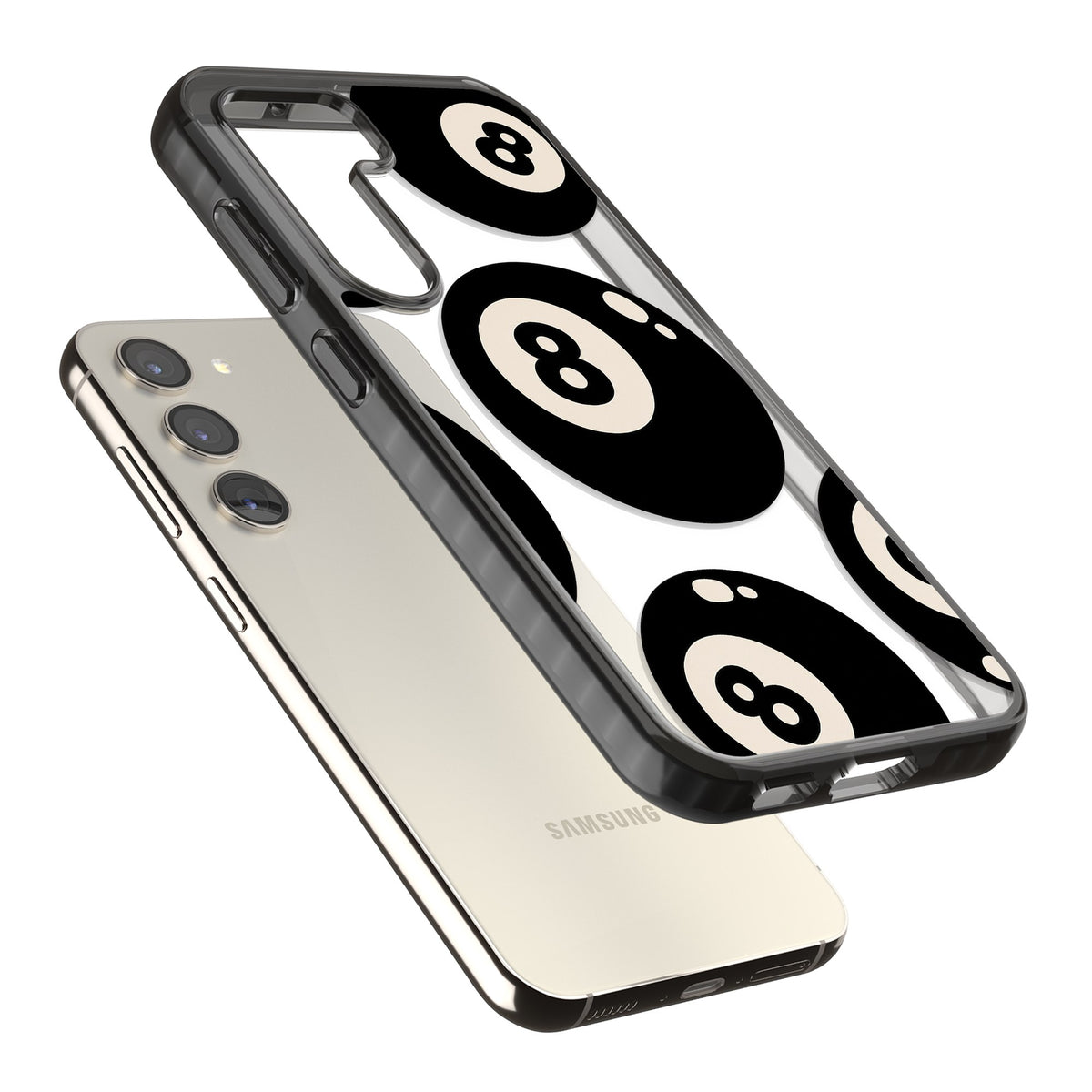Eights Samsung S22 / Samsung S22 Plus / Samsung S23 / Samsung S23 Plus / Samsung S24 / Samsung S24 Plus Impact Black Phone Case angled