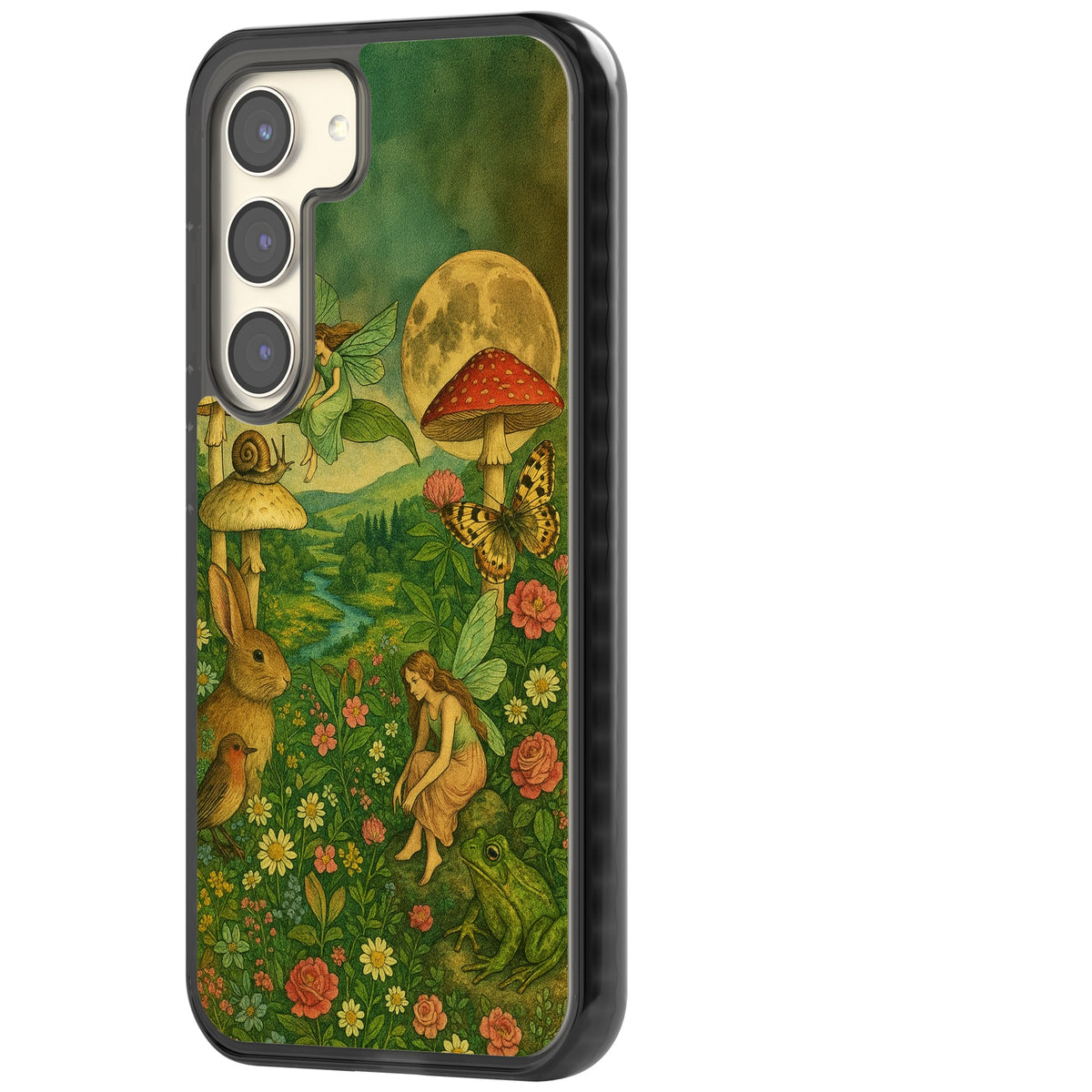 Fairies & Flowers Samsung S22 / Samsung S22 Plus / Samsung S23 / Samsung S23 Plus / Samsung S24 / Samsung S24 Plus Impact Black Phone Case side