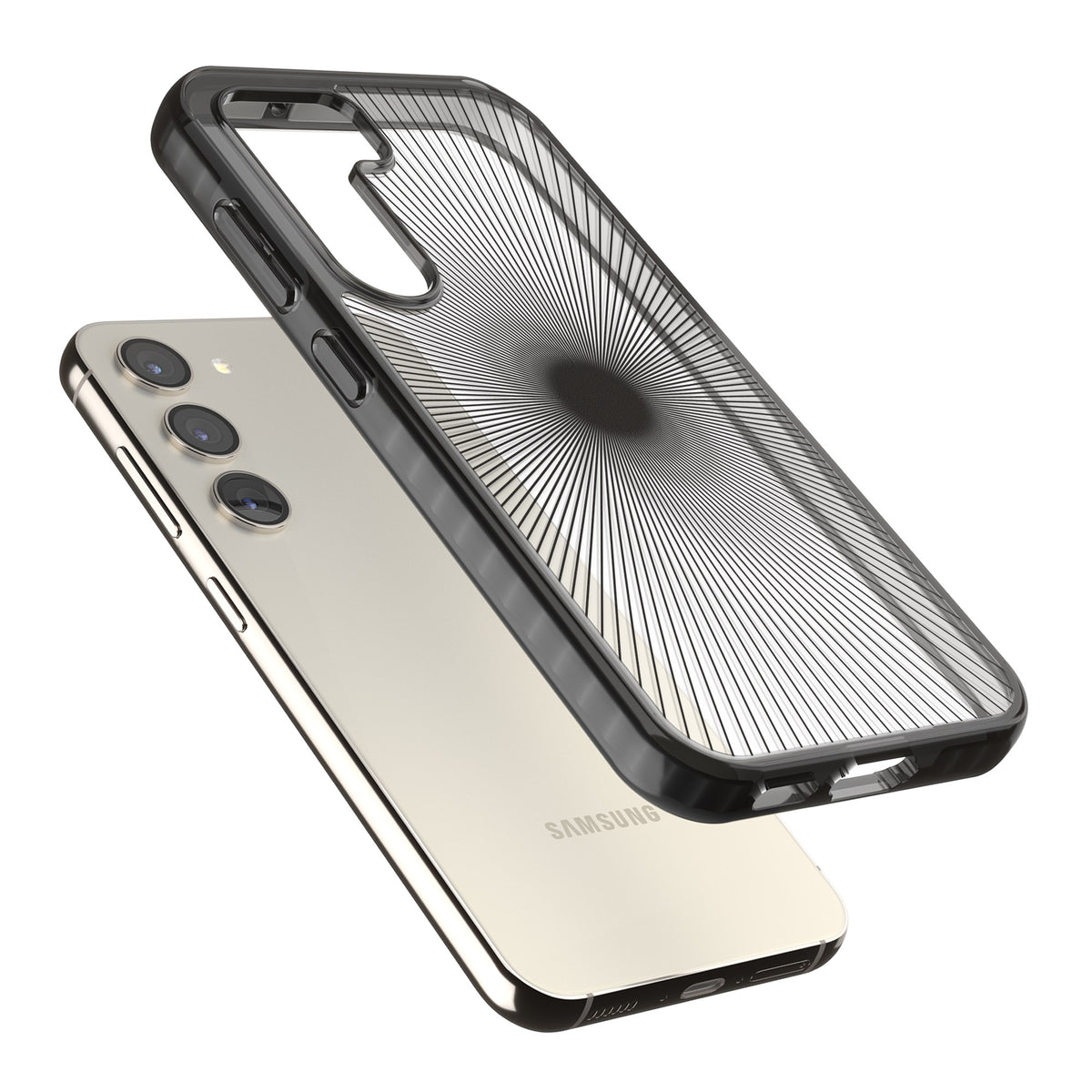 Linear Sunburst Samsung S22 / Samsung S22 Plus / Samsung S23 / Samsung S23 Plus / Samsung S24 / Samsung S24 Plus Impact Black Phone Case angled