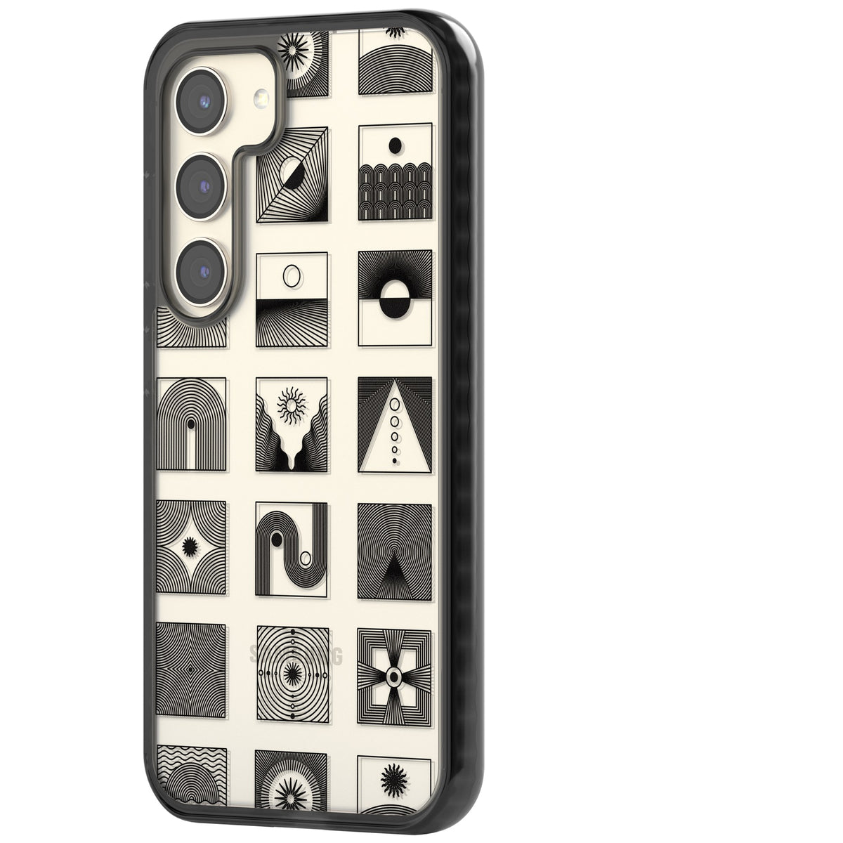 Abstract Geometric Samsung S22 / Samsung S22 Plus / Samsung S23 / Samsung S23 Plus / Samsung S24 / Samsung S24 Plus Impact Black Phone Case side