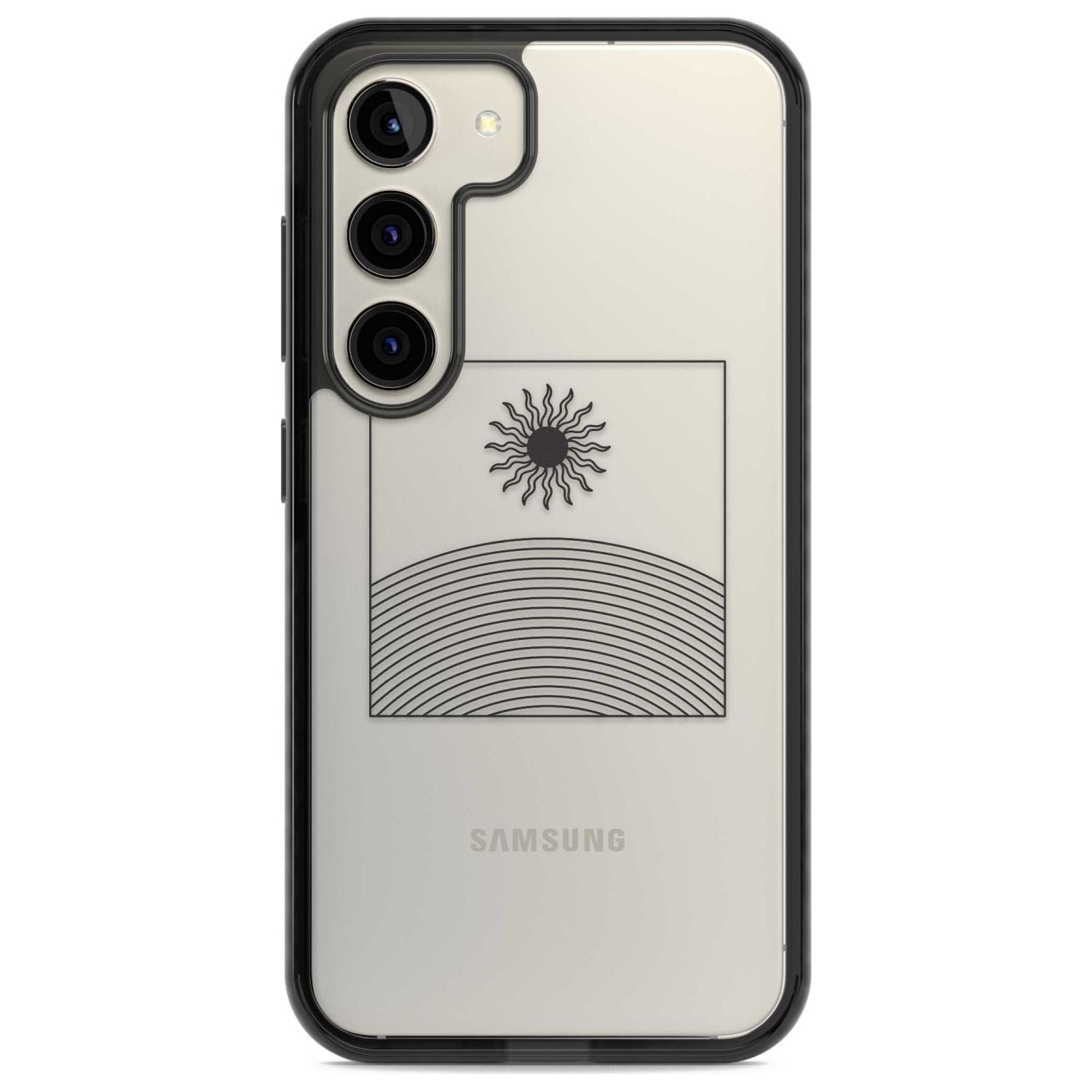 Framed Linework: Rising Sun Phone Case Samsung S22 / Black Impact Case,Samsung S23 / Black Impact Case Blanc Space