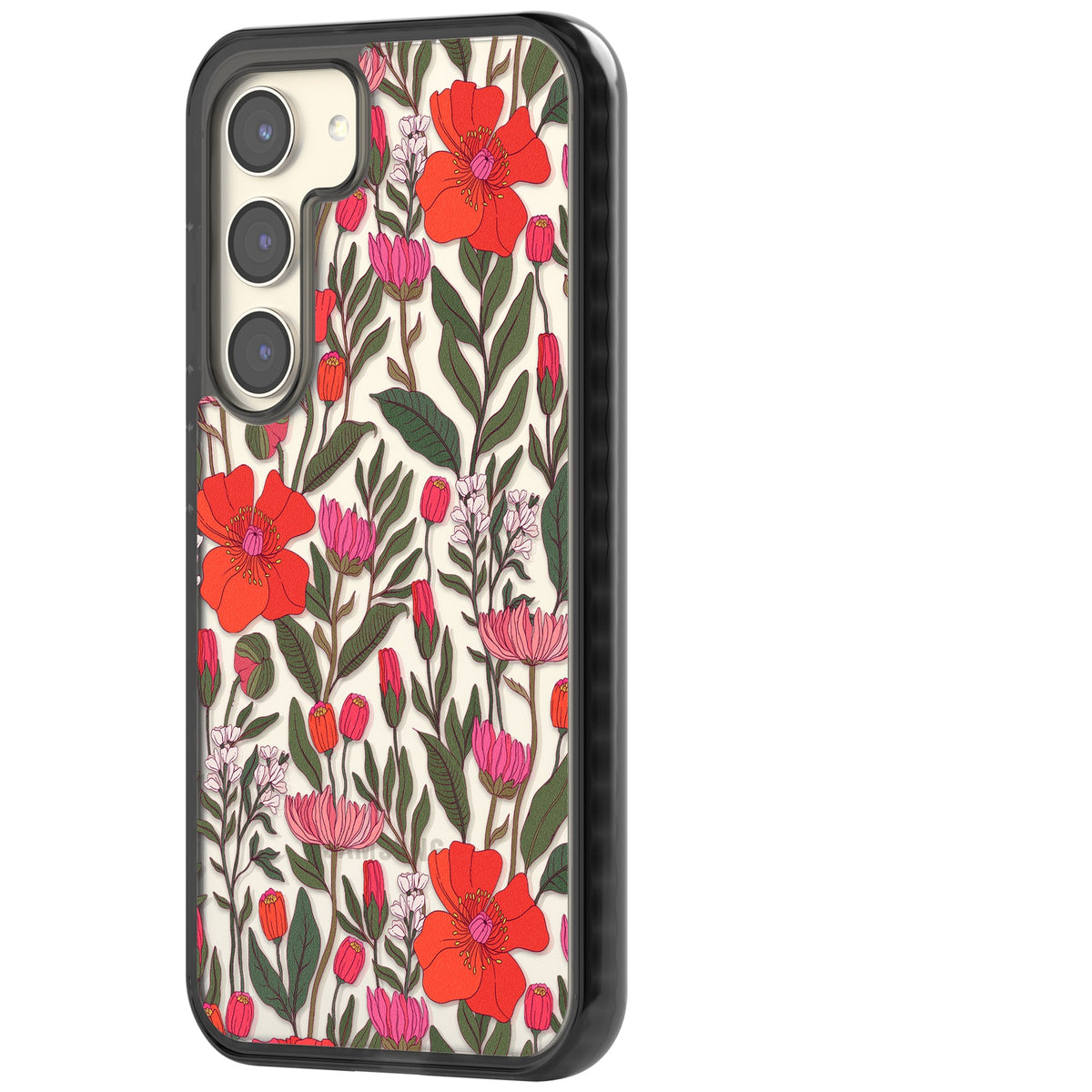 Peachy Floral Samsung S22 / Samsung S22 Plus / Samsung S23 / Samsung S23 Plus / Samsung S24 / Samsung S24 Plus Impact Black Phone Case side