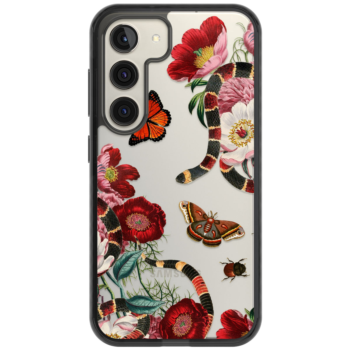 Botanical Snake Samsung S22 / Samsung S22 Plus / Samsung S23 / Samsung S23 Plus / Samsung S24 / Samsung S24 Plus Impact Black Phone Case front