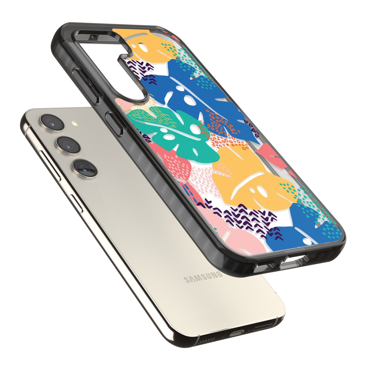 Vibrant Leaves Samsung S22 / Samsung S22 Plus / Samsung S23 / Samsung S23 Plus / Samsung S24 / Samsung S24 Plus Impact Black Phone Case angled