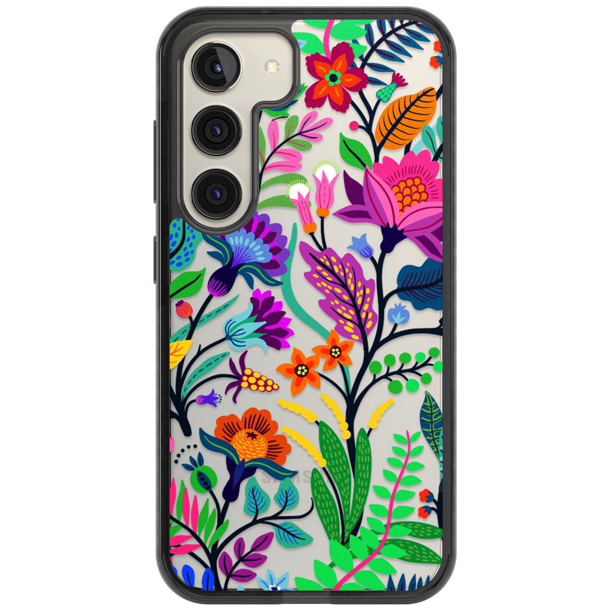 Floral Vibe Samsung S22 / Samsung S22 Plus / Samsung S23 / Samsung S23 Plus / Samsung S24 / Samsung S24 Plus Impact Black Phone Case front