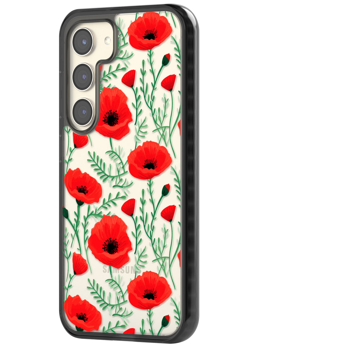Poppy Garden Samsung S22 / Samsung S22 Plus / Samsung S23 / Samsung S23 Plus / Samsung S24 / Samsung S24 Plus Impact Black Phone Case side