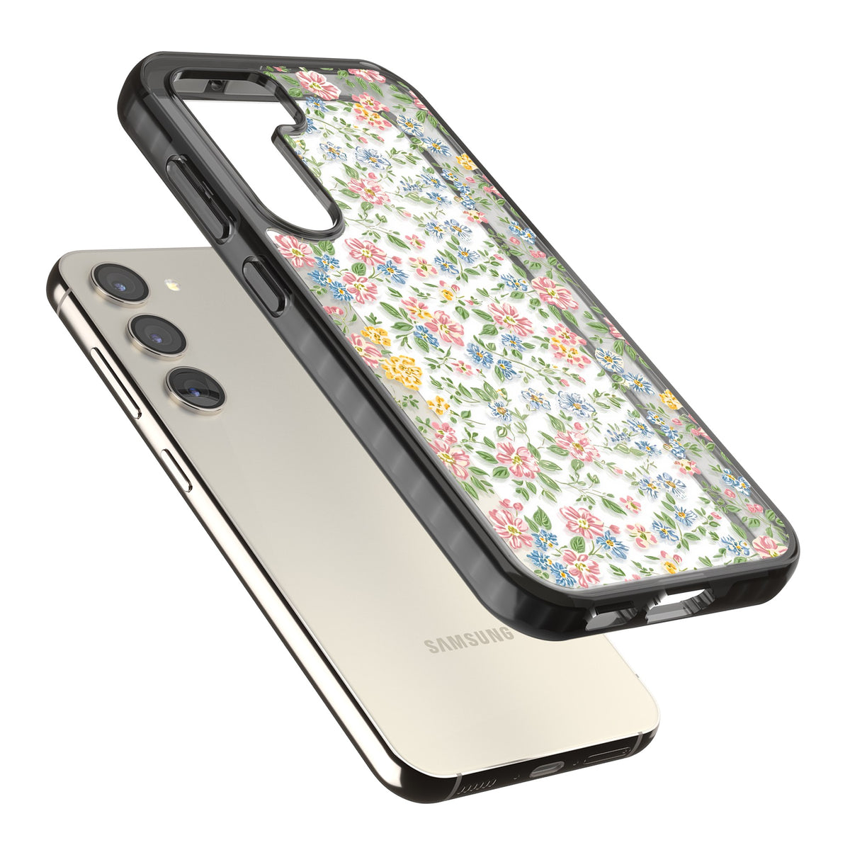 Soft Meadow Samsung S22 / Samsung S22 Plus / Samsung S23 / Samsung S23 Plus / Samsung S24 / Samsung S24 Plus Impact Black Phone Case angled