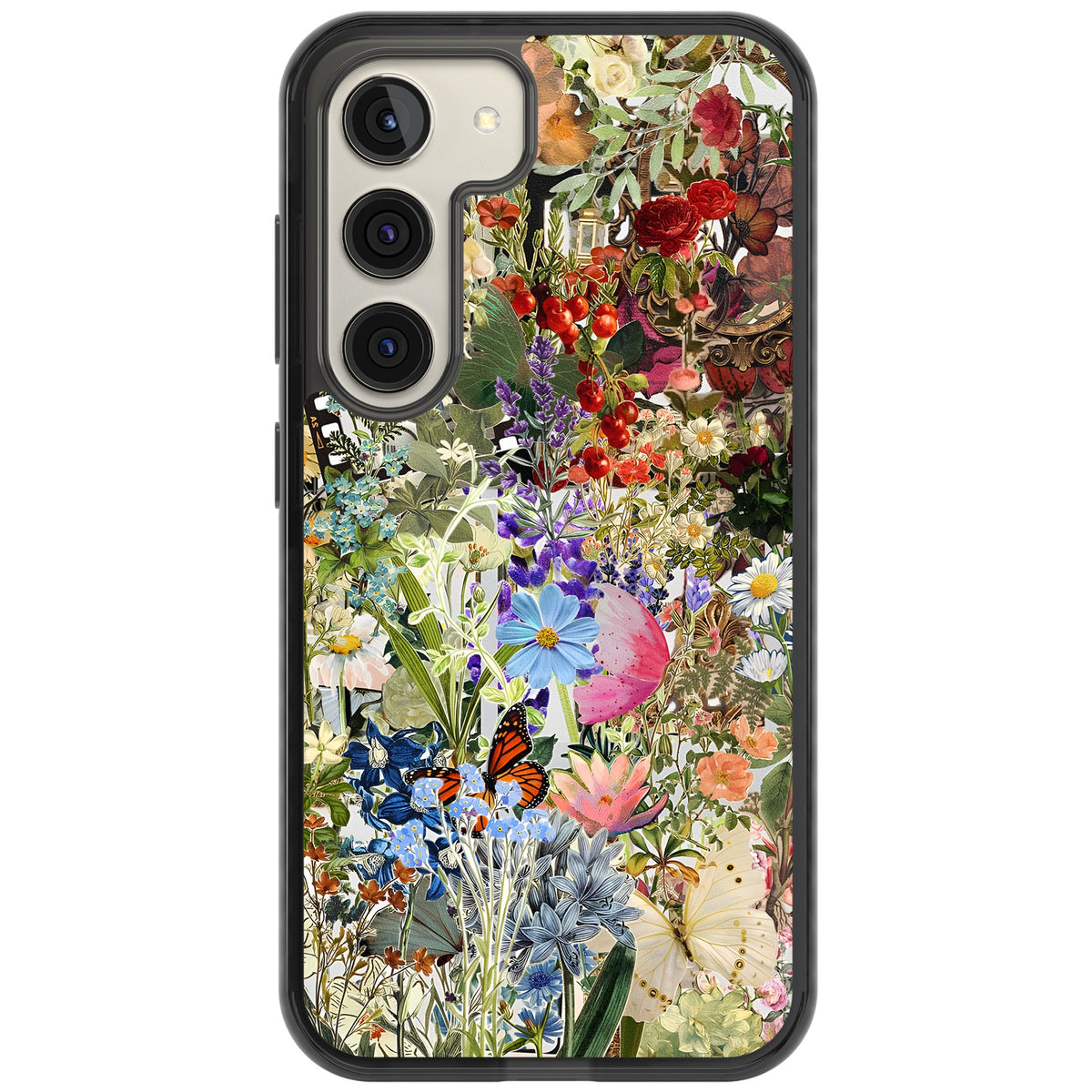 Flower Mix Collage Samsung S22 / Samsung S22 Plus / Samsung S23 / Samsung S23 Plus / Samsung S24 / Samsung S24 Plus Impact Black Phone Case front